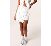 Pink Vanilla Women's Ivory Embellished Mini Wrap Skirt | Size: S/M Pink Vanilla Ivory S/M
