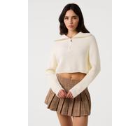 Pink Vanilla Women's Ivory Half Zip Knitted Jumper | Size: Medium/Large Pink Vanilla Ivory M/L