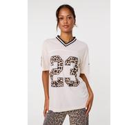 Pink Vanilla Women's Ivory Leopard Detail Sports Jersey | Size: S/M Pink Vanilla Ivory S/M
