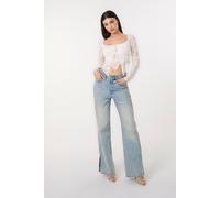 Pink Vanilla Women's Ivory Long Sleeve Lace Butterfly Top | Size: Large Pink Vanilla Ivory L