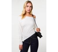 Pink Vanilla Women's Ivory Off-Shoulder Asymmetric Hem Top | Size: Small Pink Vanilla Ivory S