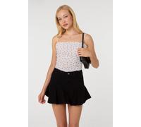 Pink Vanilla Women's Ivory Polka Dot Mesh Ruch Bodysuit | Size: Small Pink Vanilla Ivory S