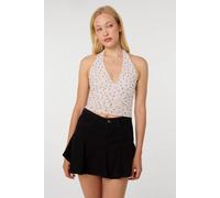 Pink Vanilla Women's Ivory Polka Dot Ruched Side Halter Top | Size: Large Pink Vanilla Ivory L