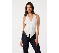 Pink Vanilla Women's Ivory Ring Back Slinky Halter Top | Size: S/M Pink Vanilla Ivory S/M