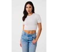 Pink Vanilla Women's Ivory Short Sleeve Fluffy Knit Jumper | Size: Medium/Large Pink Vanilla Ivory M/L