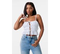 Pink Vanilla Women's Ivory Tie Front Broderie Cami Top | Size: Large Pink Vanilla Ivory L