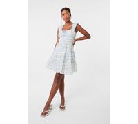 Pink Vanilla Women's Ivory Tie Front Tiered Milkmaid Mini Dress | Size: Small Pink Vanilla Ivory S