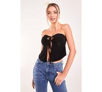 Pink Vanilla Women's Keyhole Butterfly Bandeau Top in Black | Size: Medium Pink Vanilla Black M