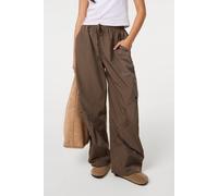 Pink Vanilla Women's Khaki Pocket Detail Wide Leg Cargo Trousers | Size: S/M Pink Vanilla Khaki S/M
