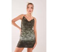 Pink Vanilla Women's Lace Cowl Ombre Mini Dress in Khaki | Size: 14 Pink Vanilla Khaki 14