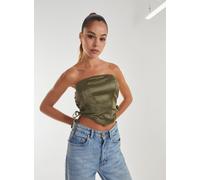 Pink Vanilla Women's Lace Up Corset Top in Khaki | Size: Large Pink Vanilla Khaki L