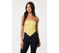 Pink Vanilla Women's Lemon Bandeau Ruched Side Lace Top | Size: Large Pink Vanilla Lemon L