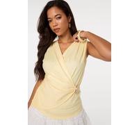 Pink Vanilla Women's Lemon Stone Buckle Cross Over Slinky Top | Size: S/M Pink Vanilla Lemon S/M
