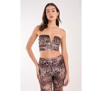 Pink Vanilla Women's Leopard Lace Bandeau Top in Brown | Size: Small Pink Vanilla Brown S