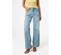 Pink Vanilla Women's Light Blue Allover Embroidered Flower Wide Leg Jeans | Size: Medium Pink Vanilla Light Blue M