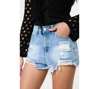 Pink Vanilla Women's Light Blue Denim Distressed Shorts | Size: 8 Pink Vanilla Light Blue 8