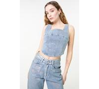 Pink Vanilla Women's Light Blue Diamante Denim Corset Top | Size: S/M Pink Vanilla Light Blue S/M