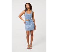 Pink Vanilla Women's Light Blue Diamante Denim Skirt | Size: 6 Pink Vanilla Light Blue 6