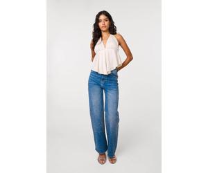 Pink Vanilla Women's Light Blue Diamante Scatter Straight Leg Jeans | Size: 8 Pink Vanilla Light Blue 8