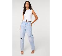 Pink Vanilla Women's Light Blue Ripped Washed Barrel Jeans | Size: 10 Pink Vanilla Light Blue 10