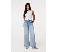 Pink Vanilla Women's Light Blue Whisker Wide Leg Jeans | Size: Medium Pink Vanilla Light Blue M