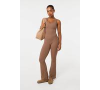 Pink Vanilla Women's Light Brown Ruched Bum Openback Unitard | Size: Medium/Large Pink Vanilla Light Brown M/L