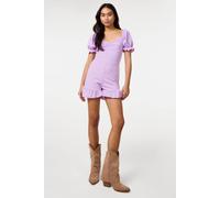 Pink Vanilla Women's Lilac Frill Hem Milkmaid Playsuit | Size: 6 Pink Vanilla Lilac 6