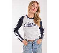 Pink Vanilla Women's Long Sleeve Contrast Crew Top in Navy | Size: Medium/Large Pink Vanilla Navy M/L