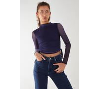 Pink Vanilla Women's Long Sleeve Ombre Mesh Top in Blue | Size: Small Pink Vanilla Blue S