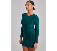 Pink Vanilla Women's Long Sleeve Ruched Dress in Bottle Green | Size: 10 Pink Vanilla Bottle Green 10