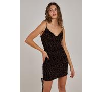 Pink Vanilla Women's Mesh Leopard Print Cowl Neck Dress in Brown | Size: 12 Pink Vanilla Brown 12