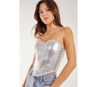 Pink Vanilla Women's Metallic Corset Top in Silver | Size: 6 Pink Vanilla Silver 6