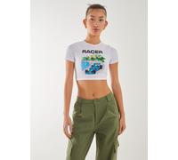 Pink Vanilla Women's Motor Printed Tee in White | Size: Large Pink Vanilla White L