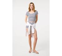 Pink Vanilla Women's Multi Cap Sleeve Stripe Lace Trim Top | Size: Medium/Large Pink Vanilla Multicolor M/L
