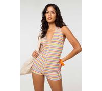 Pink Vanilla Women's Multi Multi Stripe Halter Playsuit | Size: S/M Pink Vanilla Multicolor S/M