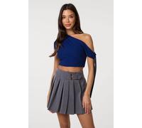 Pink Vanilla Women's Navy Soft Cotton Asymmetric Tie Sleeve Top | Size: Large Pink Vanilla Navy L