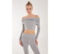 Pink Vanilla Women's Off the Shoulder Lounge Top in Grey | Size: Small Pink Vanilla Grey S