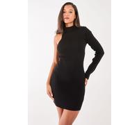 Pink Vanilla Women's One Shoulder Knit Dress in Black | Size: Large Pink Vanilla Black L