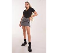 Pink Vanilla Women's Oversized Pocket Cargo Mini Skirt in Grey | Size: Medium Pink Vanilla Grey M