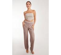 Pink Vanilla Women's Plisse Flared Trousers in Brown | Size: Medium Pink Vanilla Brown M