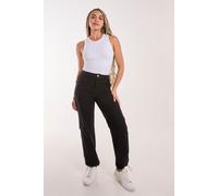 Pink Vanilla Women's Pocket Detail Wide Leg Cargo Pants in Black | Size: 8 Pink Vanilla Black 8