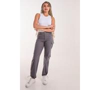 Pink Vanilla Women's Pocket Detail Wide Leg Cargo Pants in Grey | Size: 8 Pink Vanilla Grey 8