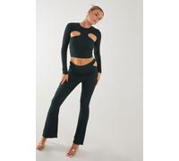 Pink Vanilla Women's Popcorn Cut Out Flares in Bottle Green | Size: Medium Pink Vanilla Bottle Green M