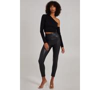 Pink Vanilla Women's PU Lined Trousers in Black | Size: Medium Pink Vanilla Black M