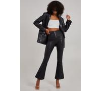 Pink Vanilla Women's PU Wide Leg Trousers in Black | Size: Large Pink Vanilla Black L