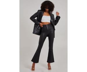 Pink Vanilla Women's PU Wide Leg Trousers in Black | Size: Large Pink Vanilla Black L