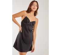 Pink Vanilla Women's Rhinestone Cupped Satin Dress in Black | Size: 6 Pink Vanilla Black 6
