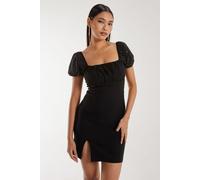 Pink Vanilla Women's Rhinestone Puff Sleeve Strap Back Dress in Black | Size: 8 Pink Vanilla Black 8