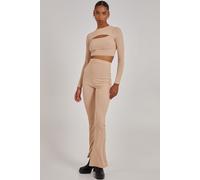 Pink Vanilla Women's Ribbed Long Sleeve Letterbox Top in Stone | Size: 8 Pink Vanilla Stone 8