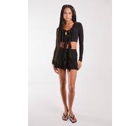 Pink Vanilla Women's Ruffle Slinky Mini Skirt in Black | Size: Large Pink Vanilla Black L